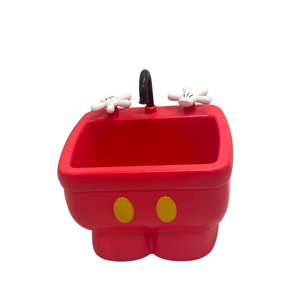 Disney Mickey Mouse Kitchen Sink Ice Cream Dessert Sundae Bowl Dish Red Plastic - Picture 12 of 16
